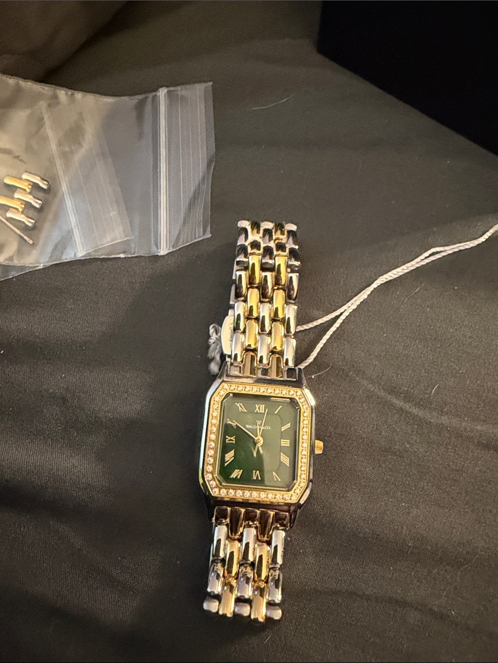Two-Tone Gold and Silver Women's Dress Watch with Green Dial